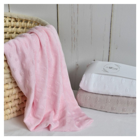 Baby Nellys Bambusová dětská pletená deka, 80 x100 cm, růžová