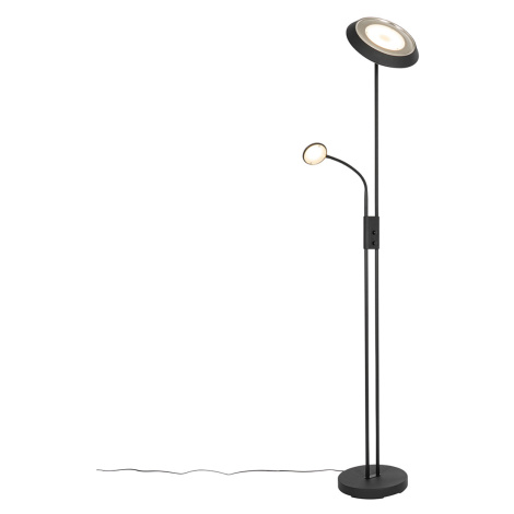 Stojací lampa černá včetně LED a stmívače s lampičkou na čtení - Fez QAZQA