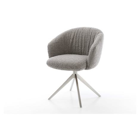 DELIFE Jídelní židle Caja-Flex s područkami bouclé stříbrně šedá široká křížová podnož nerezová 