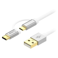 AlzaPower AluCore 2in1 USB-A to Micro USB/USB-C 2m bílý