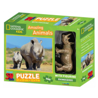 3d puzzle nosorožec 100 dílků + figurka nosorožce