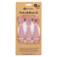 PETITE&MARS Set silikonových tréninkových lžiček Take&Match Dusty Rose 6m+ 3 ks