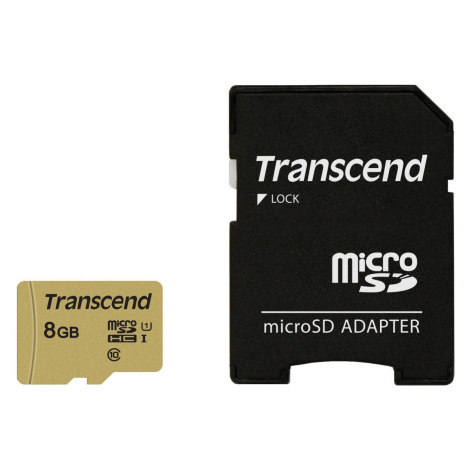 Transcend Micro SDHC 500S 8GB 95MB/s UHS-I U1 + SD adaptér - TS8GUSD500S