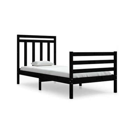 Rám postele černý masivní dřevo 90 × 200 cm, 3105304 SHUMEE