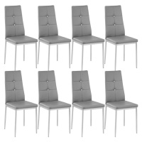 tectake 404124 8 jídelní židle, ozdobné kamínky - šedá - šedá