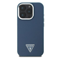 Guess PU Grained Triangle Logo Zadní Kryt pro iPhone 16 Pro Blue