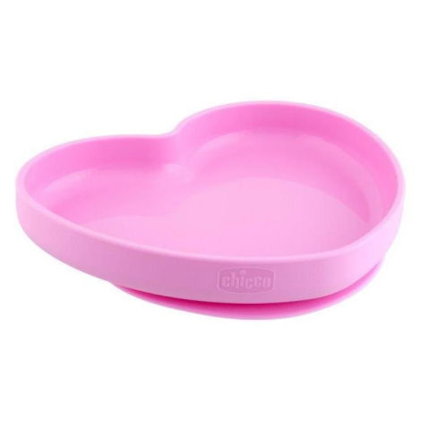 Chicco Silikonový talíř srdíčko 9 m+ růžová