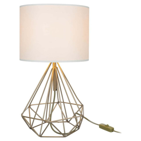 Stolní lampa s textilním stínidlem v krémovo-zlaté barvě (výška 46,5 cm) Pena – Squid Lighting