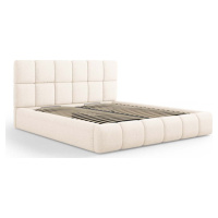 Krémová čalouněná dvoulůžková postel s úložným prostorem s roštem 200x200 cm Bellis – Micadoni H