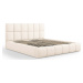 Béžová čalouněná dvoulůžková postel s úložným prostorem s roštem 200x200 cm Bellis – Micadoni Ho