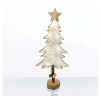 ACA Lighting dřevěná dekorace stromek s hvězdou bílá 8 MINI LED na baterie (2xAA), WW, IP20, 17.