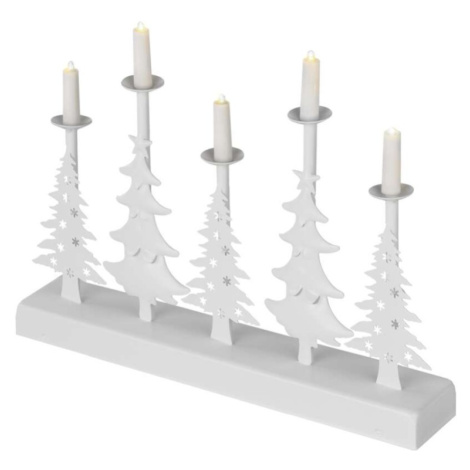 LED svícen – vánoční stromy se svíčkami, 24 cm, 2x AA, vnitřní, teplá bílá, časovač EMOS