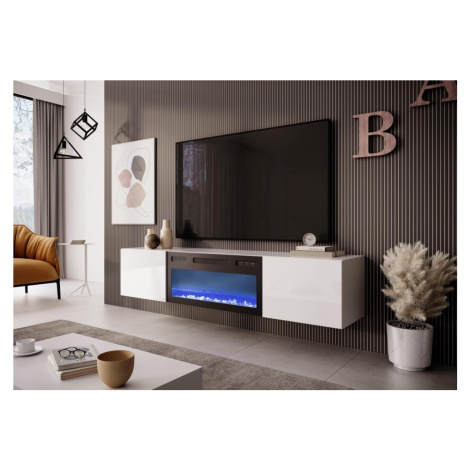 Závěsný TV stolek LIVO s elektrickým krbem Halmar