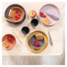Natty Set jídelní silikonový 2 ks talíř a lžička fialovo-oranžový bez BPA