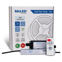 McLED  LED pásek - sada 4 m + Přijímač Nano IP67, 240 LED/m, CW, 6 W/m, DC 24V, 520 lm/m, CRI90,