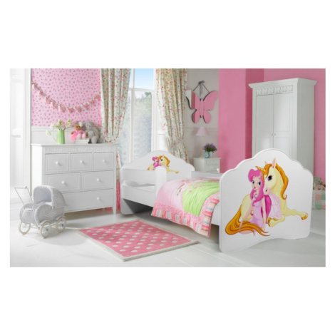 Dětská postel s obrázky - čelo Casimo bar Rozměr: 140 x 70 cm, Obrázek: Víla a jednorožec