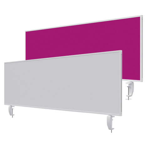 magnetoplan Dělicí stěna na stůl VarioPin, bílá tabule/plsť, šířka 1600 mm, růžová