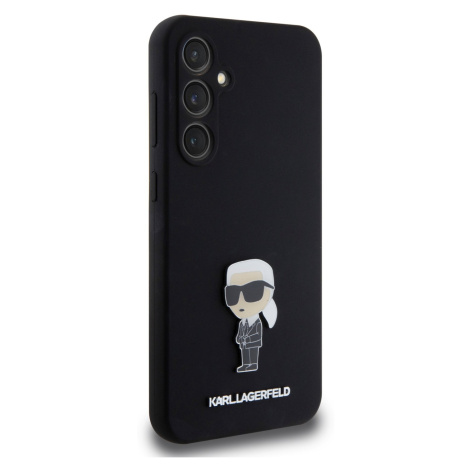 Zadní kryt Karl Lagerfeld Liquid Silicone Metal Ikonik pro Samsung Galaxy S23 FE, černá