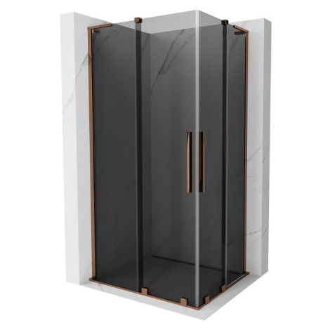 MEXEN/S Velar L Duo sprchový kout, posuvné dveře 100 x 90, grafit, růžové zlato 871-100-090-02-4