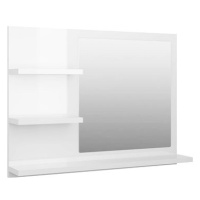 Shumee Koupelnové zrcadlo bílé vysoký lesk 60 × 10,5 × 45 cm dřevotříska