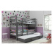 Dětská patrová postel ERYK s výsuvným lůžkem 90x200 cm - grafit Bílá