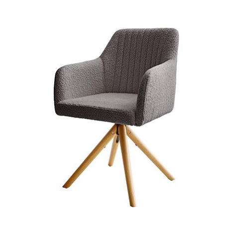 DELIFE Otočná židle Greg-Flex dřevěná podnož zaoblená bouclé šedý 180°