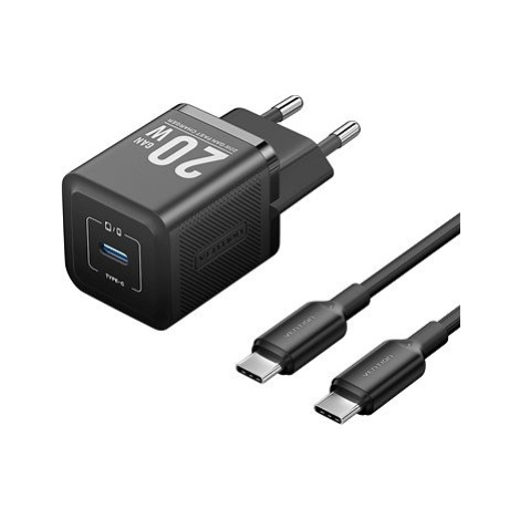 Vention 1-Port USB-C GaN Charger (20W) with USB-C to USB-C Cable (1M) EU-Plug Black