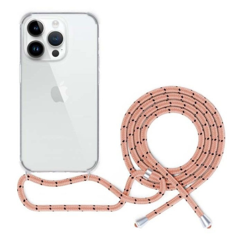 Spello by Epico zadní kryt se šňůrkou Crossbody pro iPhone 15 Plus, transparentní / růžová šňůrk