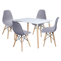 Jídelní set FARUK, stůl 120x80 cm + 4 židle, bílý/šedý