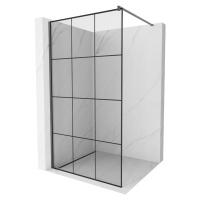 MEXEN/S Kioto Sprchová zástěna WALK-IN 100 x 200, černý vzor 8 mm, grafit kartáčovaná 800-100-10