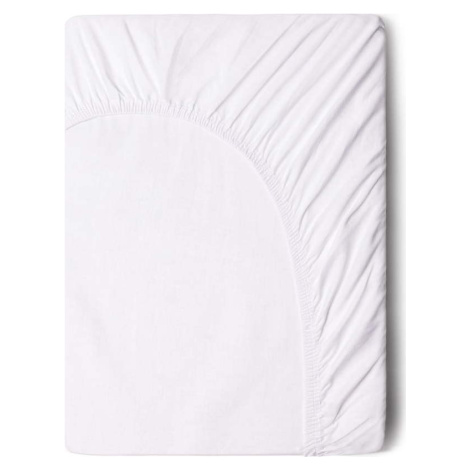 Bílé bavlněné elastické prostěradlo Good Morning, 140 x 200 cm
