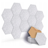 Akustické Panely Hexagon 12 Kusů 30X26X1 Šedé Samolepicí