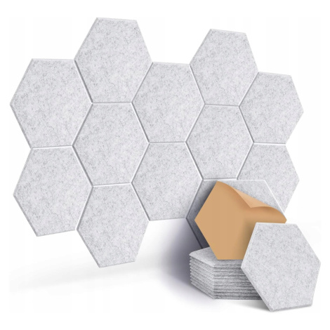 Akustické Panely Hexagon 12 Kusů 30X26X1 Šedé Samolepicí