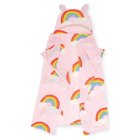 Růžová fleecová dětská deka s kapucí 120x150 cm Rainbow Hearts – Catherine Lansfield