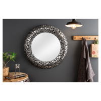 Estila Art-deco kruhové nástěnné zrcadlo Riverstone ve stříbrné barvě 82cm