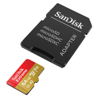 SanDisk Paměťová karta SANDISK EXTREME microSDXC 64 GB 170/80 MB/s UHS-I U3 ActionCam (SDSQXAH-0