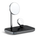 Satechi Aluminium 3-in-1 Magnetic Wireless Charging Stand Black