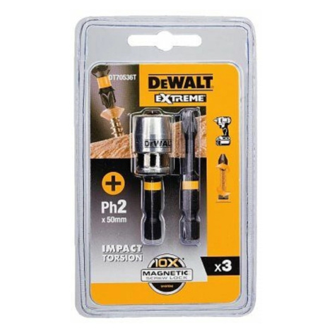 DeWALT Sada bitů EXTREME TORSION PH2 x 50 mm (2 ks) + magnetický držák