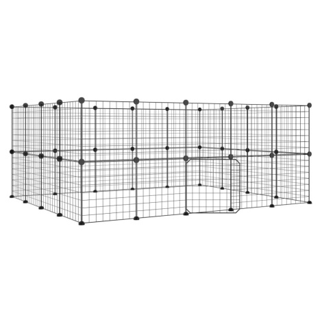 SHUMEE 36panelová ohrádka pro zvířata s dvířky černá 35 × 35 cm ocel