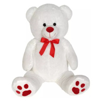 Plyšový medvěd bílý s červenou mašlí 100 cm