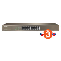 Tenda TEG1016G 16-port Gigabit Switch, 16x 10/100/1000 Mb/s, Fanless, MAC 8K, i na zeď, Rackmoun