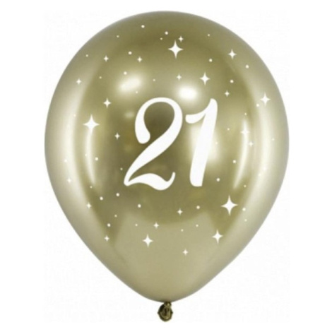 Balónky latexové chromové 21. narozeniny zlaté 30 cm 6 ks PartyDeco
