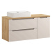 Comad Závěsná skříňka pod umyvadlo Luxor Beige s deskou 120 cm béžová/dub olejovaný