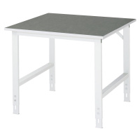 RAU Pracovní stůl, výškově přestavitelný, 760 - 1080 mm, deska z linolea, š x h 1000 x 1000 mm, 