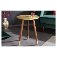 Estila Luxusní orientální příruční stolek Alcasar kulatý s ručním kováním starozlatý 50cm