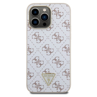 Zadní kryt Guess PU Leather 4G Triangle Metal Logo pro Apple iPhone 15 Pro Max, white