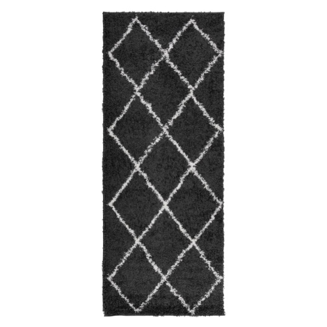 vidaXL Koberec PAMPLONA s vysokým vlasem černý a krémový 80 x 200 cm