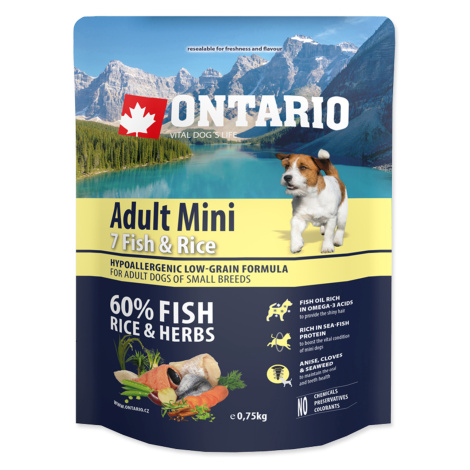 Ontario Adult Mini Fish&Rice granule 0,75 kg