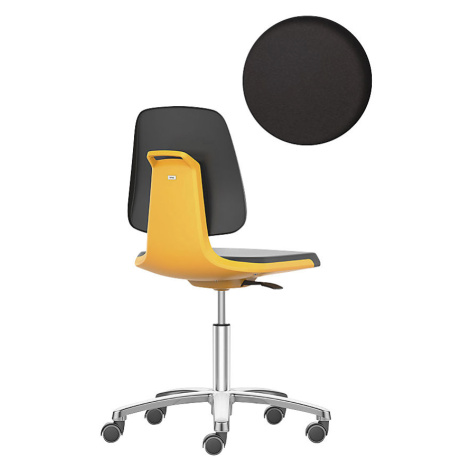 bimos Pracovní otočná židle LABSIT, pět noh s kolečky, sedák s koženkovým potahem, oranžová barv