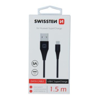 Datový kabel SWISSTEN USB / USB-C SUPER CHARGE 5A 1,5m black